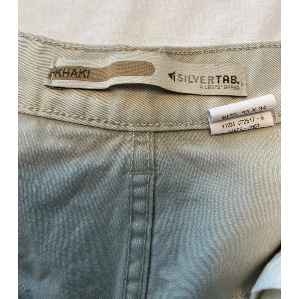 Levis Silver Tab Khaki Cargo Pants Mens Size 33x34 Relaxed Fit 90s Retro‎
